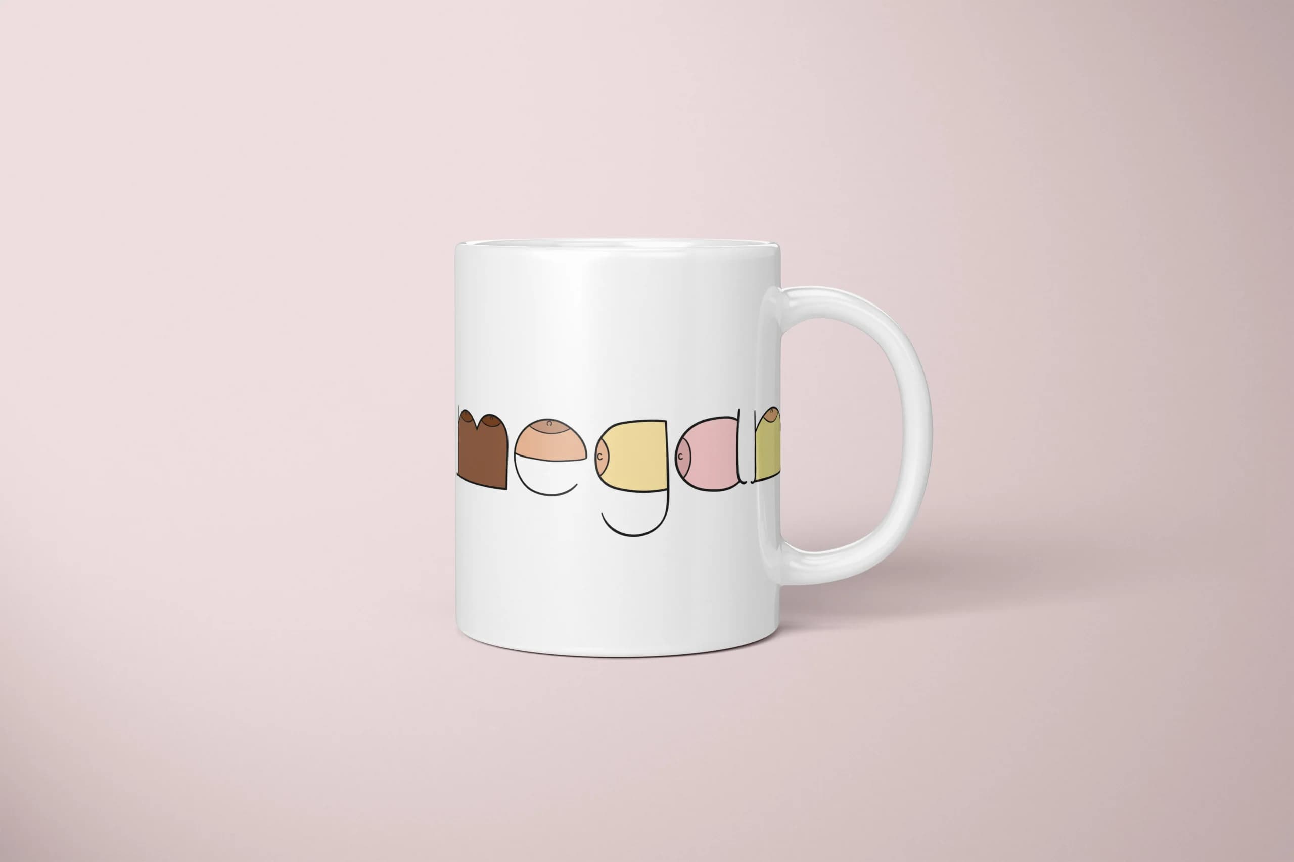 Custom Name Boobs Mug – Personalized Cheeky Letter Gift - primary mug mockup