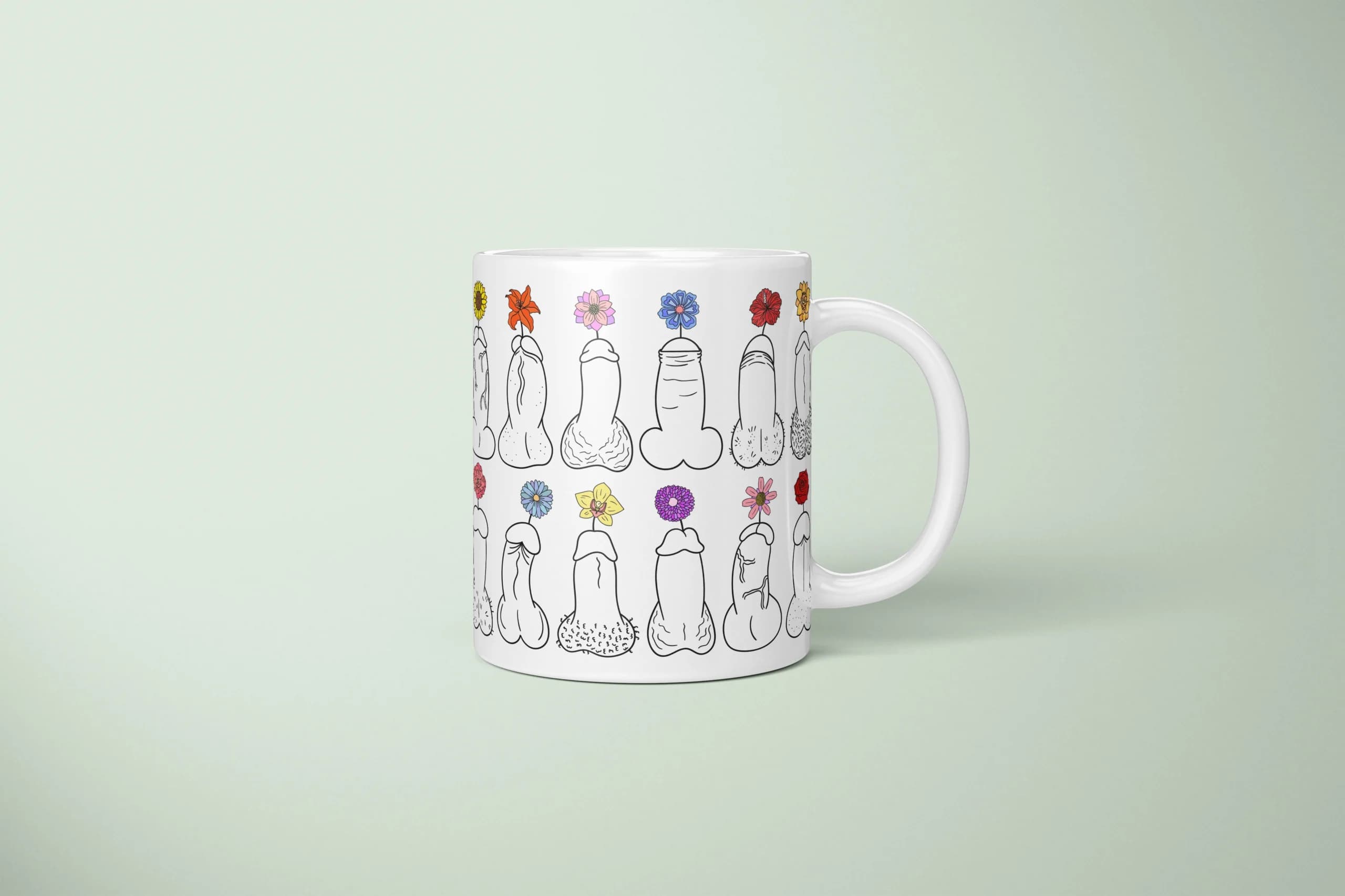 Penis category: Floral Penis Mug: Minimal Botanical Line Art — a real ceramic mug.